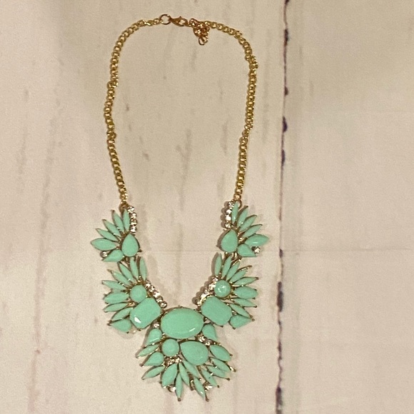 Mint Green Jeweled Statement Necklace - Picture 3 of 7